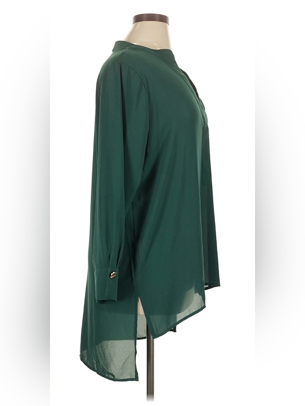 ELOQUII Blouse Top Tunic Womens Lg Pull Over Long Sleeve V-Neck Solid Green New - Picture 3 of 8